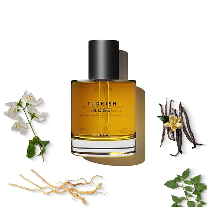 Turkish Rose Perfume Oil | Long Lasting Perfume Oil for Women and Men (Unisex) - 50ml with 30ml Turkish Rose (Pack of 2)