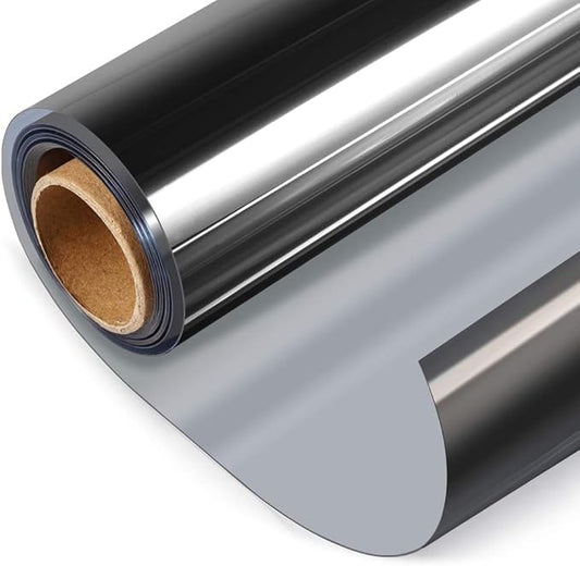 HIDBEA One Way Privacy Window Film, Daytime Privacy Sun Blocking Anti UV Reflective Window Film Heat Control Static Cling Window Tint Film for Home and Office, Black Silver, 41.3 x 78.7 Inch