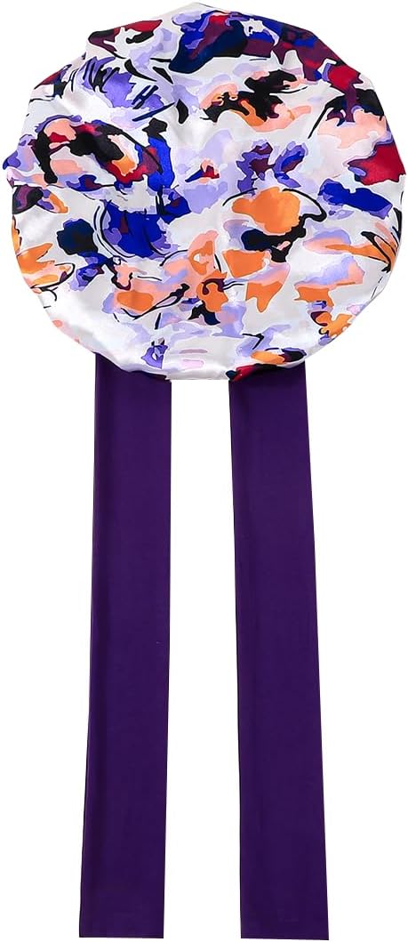 GDTOGRT Satin Silk Bonnet for Sleeping Women - Double Layer Sleep Hair Bonnets Caps for Curly Braid Hair with Tie Band