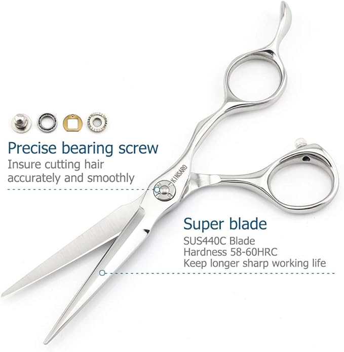 5.5" Professional Hair Scissors to Cut Hair Cutting Haircut Shears 440C Barber Shears Hairdresser Sharp Hair Scissors Bearing Screw KINSARO for Hairdresser Barber or Home Use