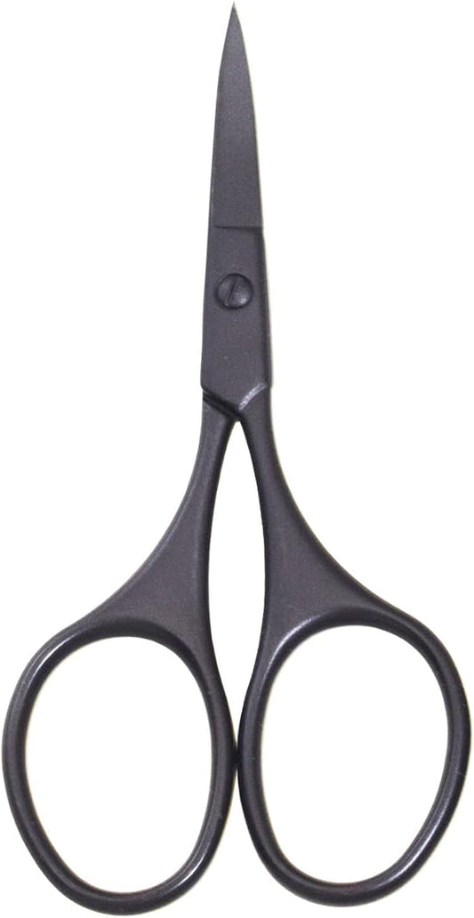 Multicolor Professional Grooming Scissors for Personal Care Facial Hair Removal and Ear Nose Eyebrow Trimming Stainless Steel Fine Straight Tip Scissors 3.9 Inch (Black Curved D)