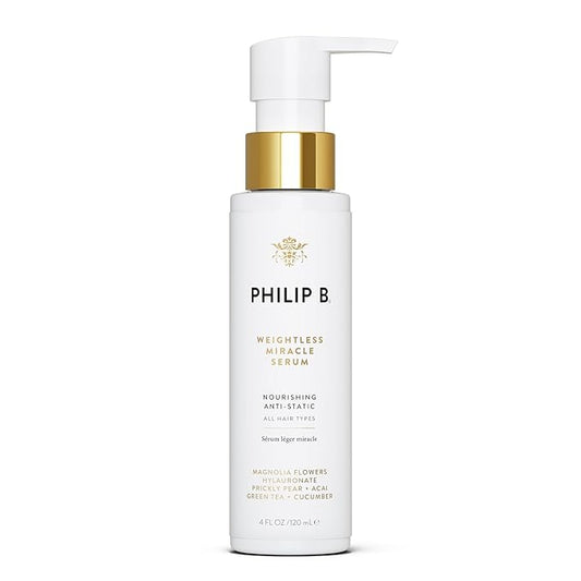 PHILIP B. Weightless Miracle Serum, Leave-In Hair Conditioner Treatment, 4 Fl Oz (120 mL) - Conditions Dry, Damaged Strands with Hyaluronic Acid, Smooth Frizz and Prevent Damage