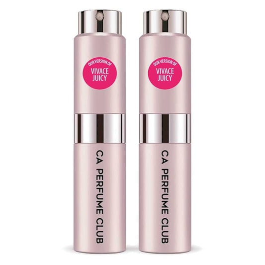 CA Perfume Impression of Joyous Juicy for Women Floral Fruity Gourmand Scent Long Lasting Perfumes for Women Eau De Parfum Travel Size Refillable Atomizer Spray 0.27 Fl Oz 8ml (Pack of 2)