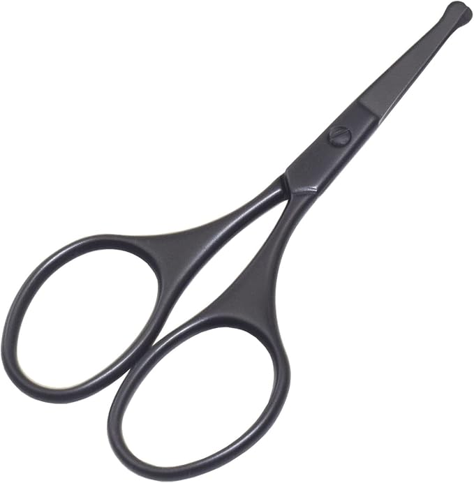 Multicolor Professional Grooming Scissors for Personal Care Facial Hair Removal and Ear Nose Eyebrow Trimming Stainless Steel Fine Straight Tip Scissors 3.9 Inch (Black Set D)