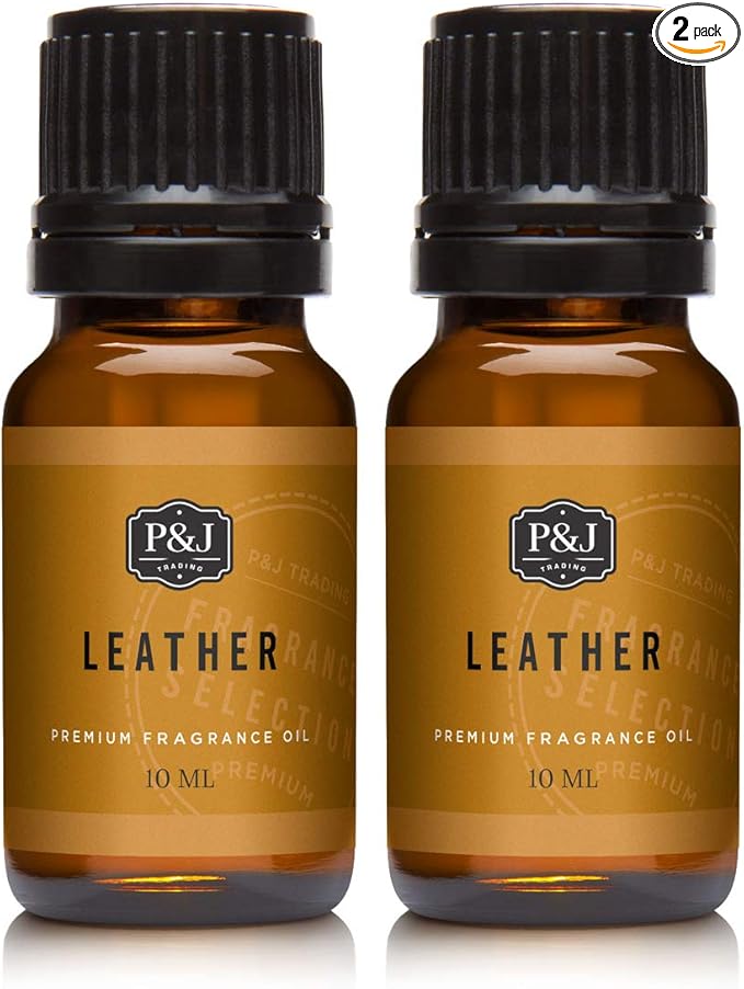 P&J Trading Fragrance Oil | Leather Oil 10ml 2pk - Candle Scents for Candle Making, Freshie Scents, Soap Making Supplies, Diffuser Oil Scents
