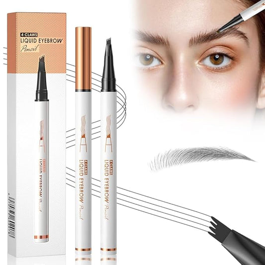 Eyebrow Pencil, Microblading Eyebrow Pencils for Women, Premium Magic 3D Waterproof Microblading Eyebrow Pen 4 Fork Tip Tattoo Pencil, Eye Brow Makeup Long-Lasting for Women (Grey)