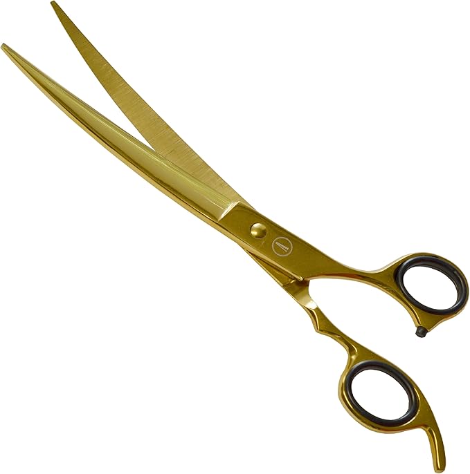 ANDUSTRIAL - Professional Hair Cutting Pet Grooming Scissors/Shears For Cats, Dogs - Premium High Carbon Steel Quality - Smooth And Sharp - 8.5 Inch, Gold