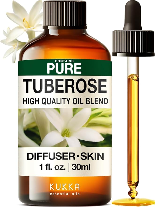 KUKKA Tuberose Essential Oils - 1 Fl Oz - for Hair, Skin, Diffuser, Aromatherapy & DIY Soap Making Scent