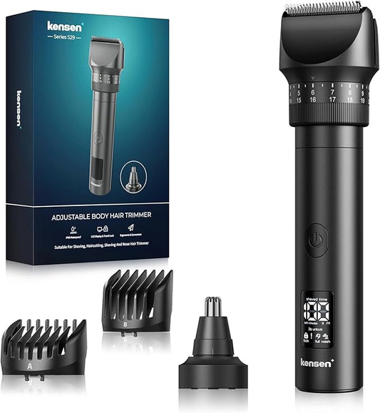 Beard Trimmer for Men - Professional 42 Adjustable Length Settings Hair Clippers, Body Hair Trimmer for Men Precision Shaving Facial Head Nose Trimmers LED Display IPX6 Waterproof Mustache Trimmers