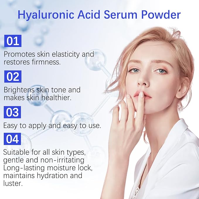 Hyaluronic Acid Powder for Skin Care,Low Molecular Weight, Cosmetics Grade | Skin Hydration and Moisture Support Supplements,Water Soluble Moisturizing Ingredient for DIY Facial Serum 3.52 oz