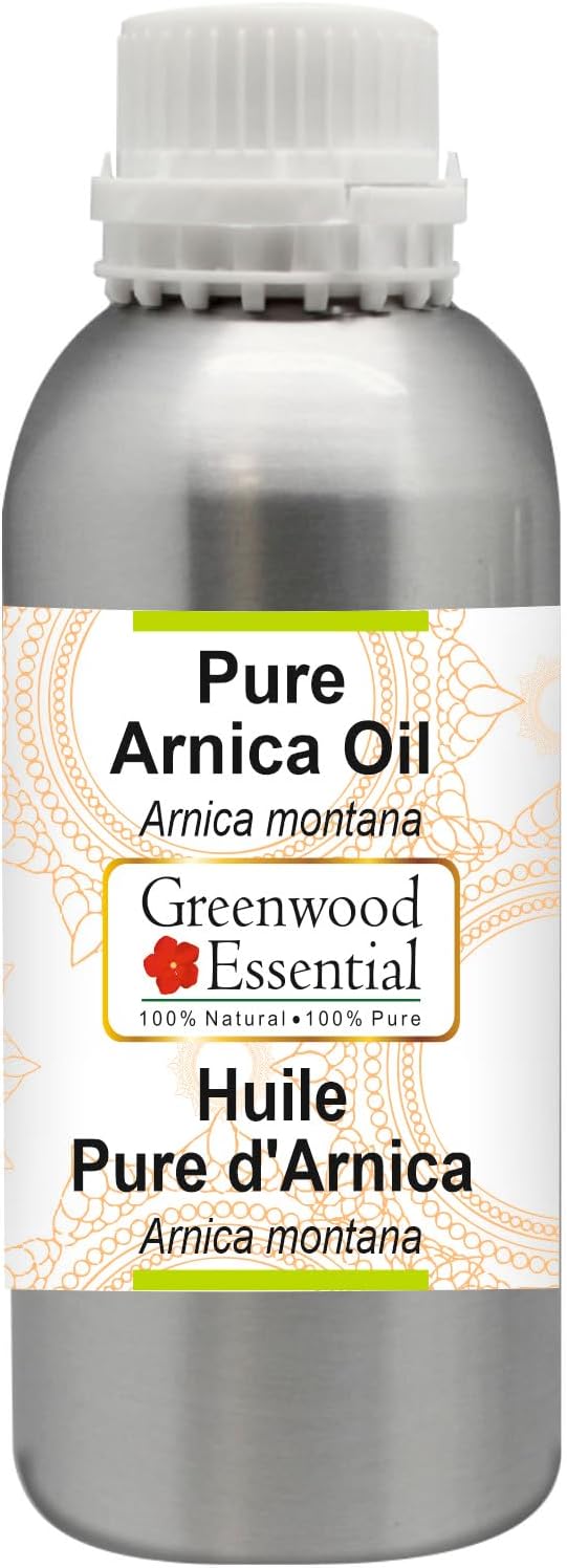 Greenwood Essential Arnica Oil (Arnica montana) | Infused | Pure | Non-Sticky | Lightweight | For Massage Preparations | Natural | Ayurvedic | For Men & Women | All Skin Types | 300ml (10 oz)