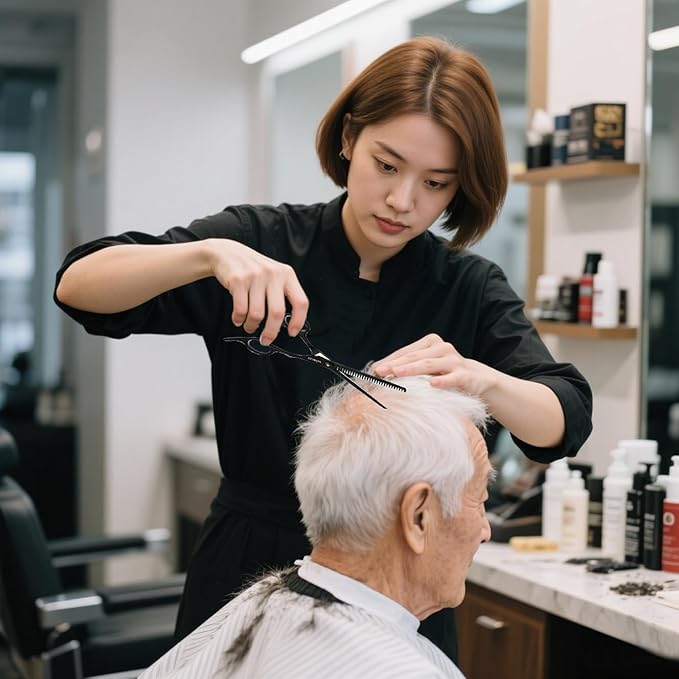 6-Piece Hair Scissors Set - 440C Steel Barber Shears Kit with Case, Razor-Sharp Professional Hairdressing Scissors for Salon, Home, Men/Women, Kids & Pet Grooming