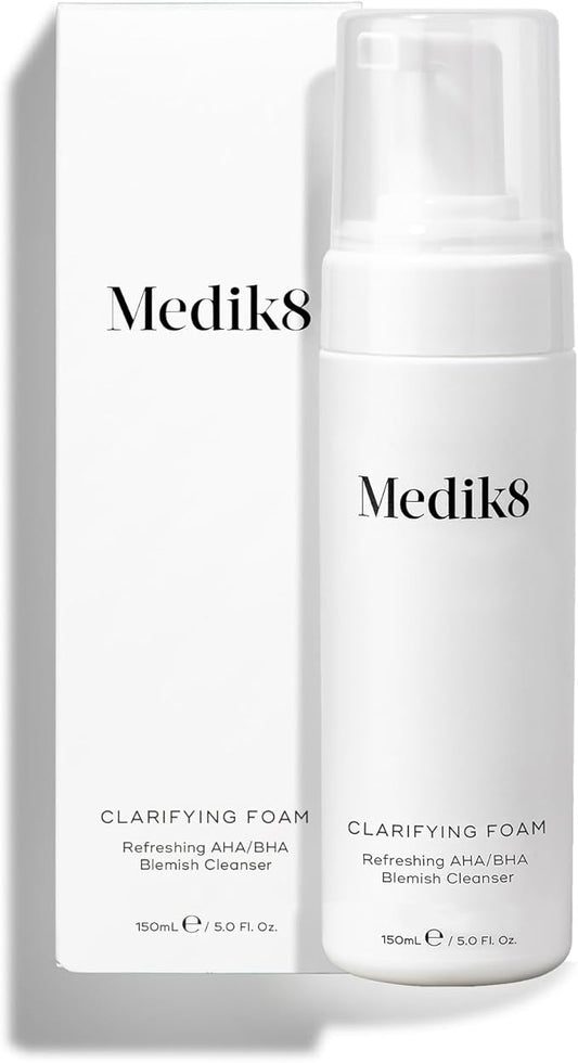 Medik8 Clarifying Foam - Lightweight Exfoliating AHA and BHA Face Cleanser - Salicylic Acid and Nicacinamide - Gentle Foaming Facial Cleanser - 5 oz