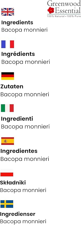 Greenwood Essential Brahmi Oil (Bacopa monnieri) with Glass Dropper | Infused | Pure | Non-Sticky | Lightweight | For Hair Care Routines | Men & Women | Traditional Use | Natural | 50ml (1.69 oz)