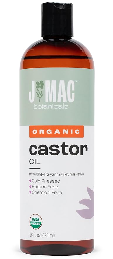 Organic Castor Oil, Cold Pressed (16 oz) BPA Free, Castor hexane free, for face, skin, eyelashes, Certified USDA Organic