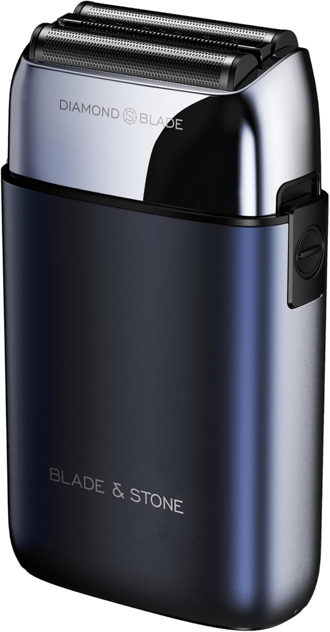 Blade & Stone PS501 Foil Shaver for Men – Dual Foil Cordless Shaver with Graphene-X Blades and 8000 RPM Digital Motor – All-Metal, Rechargeable Wet and Dry Razor – Dark Night