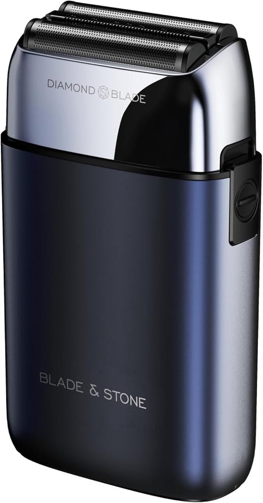 Blade & Stone PS501 Foil Shaver for Men – Dual Foil Cordless Shaver with Graphene-X Blades and 8000 RPM Digital Motor – All-Metal, Rechargeable Wet and Dry Razor – Dark Night