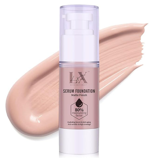 Moisturizing Foundation with 1% Hyaluronic acid, Deep Hydration & High Coverage Serum Foundation for A Smooth & Satin Finish, 107 Light