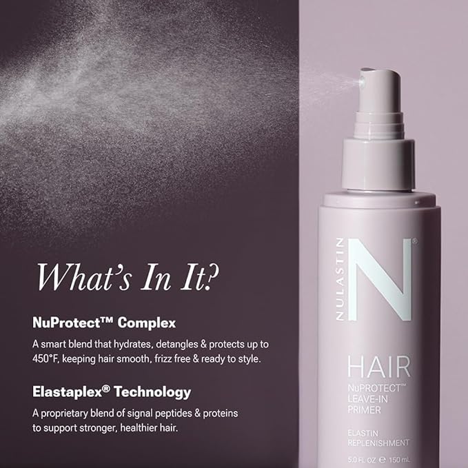 NULASTIN NuProtect Leave In Conditioner Spray - Silicone-Free Heat Protectant, Detangler Spray, Split Ends Hair Treatment & Styling Primer - Color-Safe Formula with 24HR Frizz Control (5 Fl Oz)