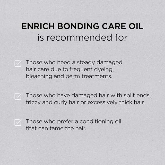 AYUNCHE Enrich Bonding Oil 3.3 fl oz – Helps Repair Bonds, 455°F Heat Protection, Anti-Frizz, Split-End Care & Shine Treatment for Dry, Frizzy & Damaged Hair
