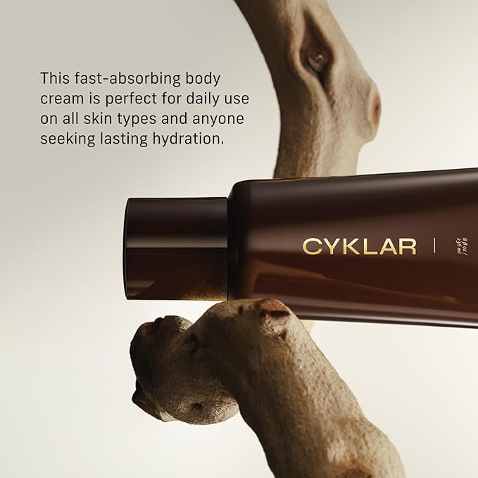 CYKLAR Nutrient Rich Body Cream. Sacred Santal Nourishing Moisturizer with Niacinamide and Banana Flower Extract. Deep Hydration, Thick Body Lotion, Dry Skin Cream for Women and Men, 8 Fl Oz