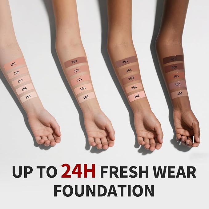 Anti-Dark Spot Liquid Foundation - Collagen Serum Foundation Infused with 2% Niacinamide, High Coverage For A Smooth & Satin Finish, 405 Deep