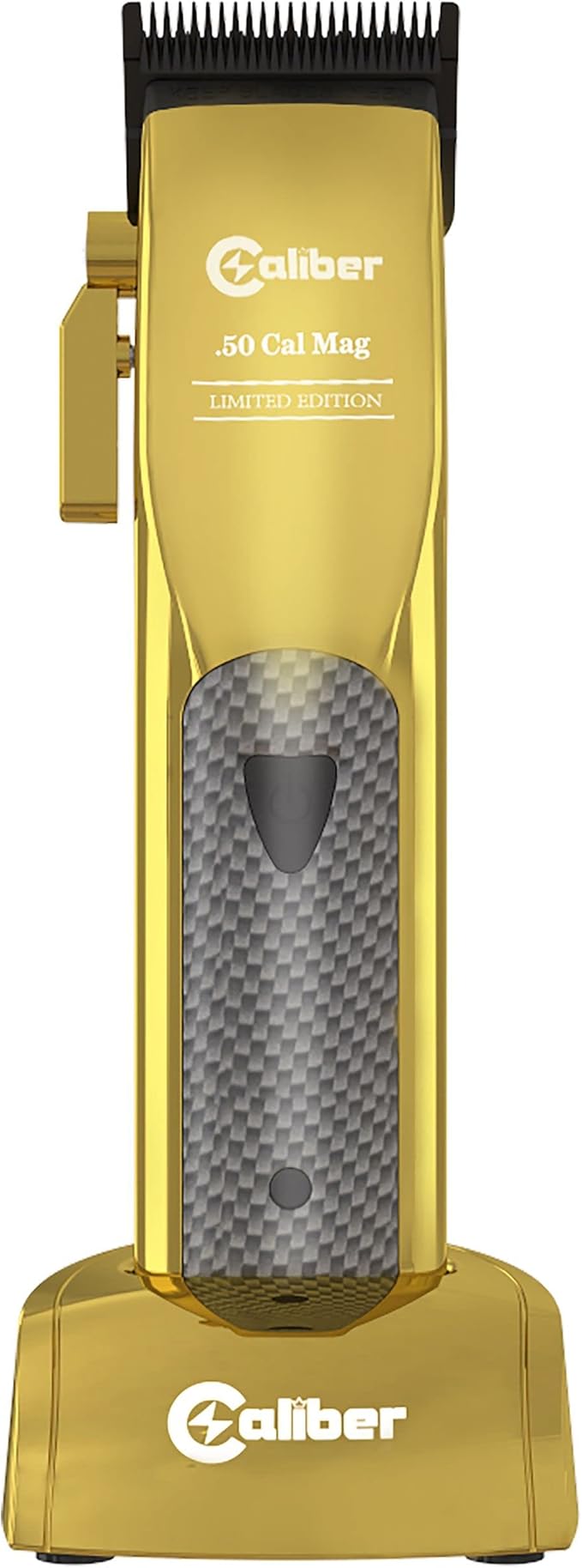 Caliber .50 Cal Limited Edition Clipper - Long Lasting 8+ Hours of Power - Ultra Low Noise Technology - Rechargeable Powerful Battery - Easy Zero Gap Cut - Hair Grooming Tool for Men (Gold)