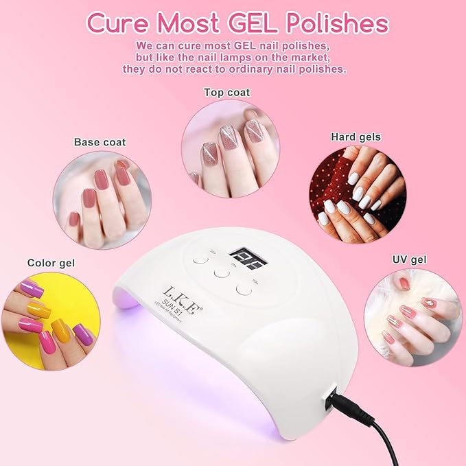 Wisdompark 72W UV LED Nail Lamp Dryer for Gel Polish with 15 Beads Curing lamp 3 Timer Settings & Auto Sensor, Professional Nail Light with LCD Touch Display