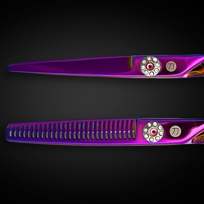 Swivel 5.5" Saki Kohana Pink Hair Shear Set (Swivel Cutting Shears, Swivel Thinning Shears, Razor, Case) - 440C Steel - For Professional Use