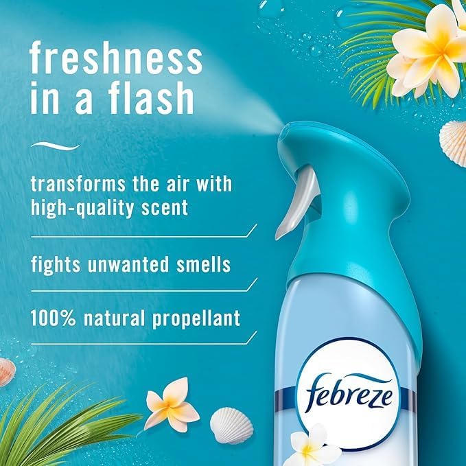 Febreze Air Refresher Spray - Bora Bora Waters - Net Wt. 8.8 OZ Per Bottle - Pack of 2 Bottles