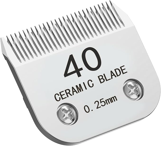 Docal 40# Silver Detachable Clipper Ceramic Blades, Dog Grooming Clipper Replacement Blades Compatible with Dog Clippers, KM Series Clippers, A5, Size 40, Cut Length 1/100"(0.25mm)