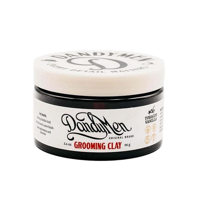 Grooming Clay – Strong Hold, Natural Matte Finish, and Flexible Styling with Kaolin Clay & Beeswax – Tobacco Vanilla Scent – 3.4 oz (1-pack)