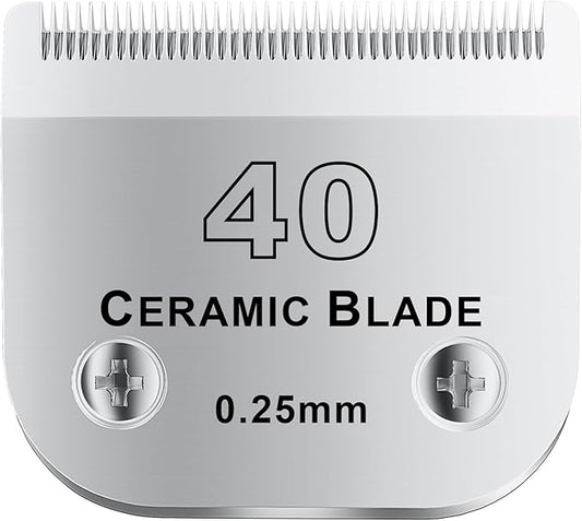 40# Detachable Pet Dog Grooming Clipper Ceramic Blade,Compatible with Andis Size 40 Cut Length 1/100"(0.25mm),Compatible with andis/wahl/Oster Dog Clippers 1PCS