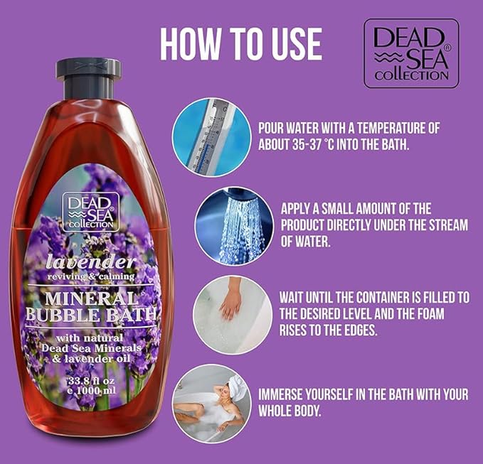 Dead Sea Collection Bubble Bath for Women and Men - with Lavender Oil and Pure Minerals - Nourishing and Moisturizing Skin - 33.8 Fl. Oz