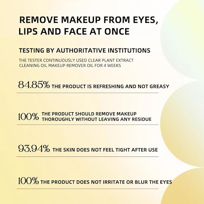 Transparent plant essence three-in-one gentle makeup remover oil 100ml Clear and Penetrating plant-based makeup remover Oil, skin-nourishing grade three-in-one