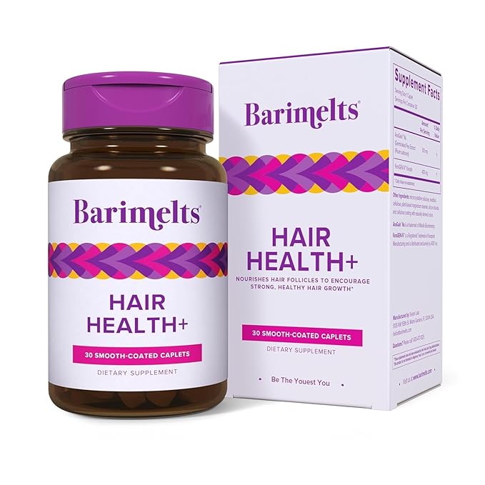 Barimelts Hair Health+ – Helps Reduce Hair Thinning for GLP-1 Users or Bariatric Patients – Hair Growth Supplement with Clinically Studied AnaGain™ Nu and Keratin – 1-Month Supply