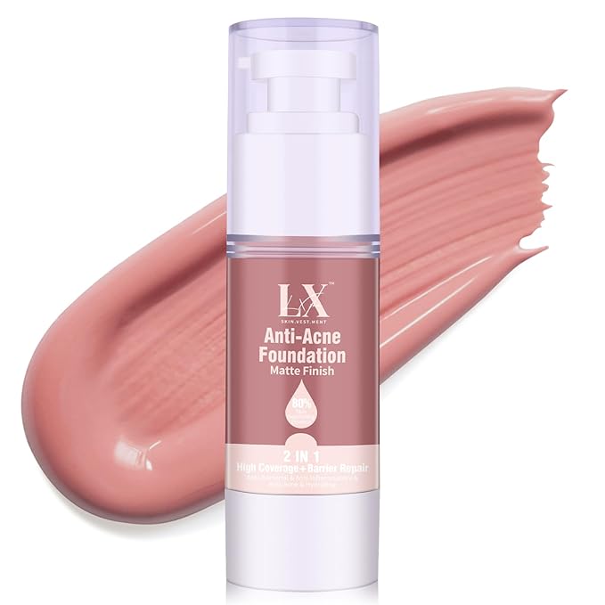 Acne-serum Foundation with Salicylic Acid & Vitamin E, Sensitive Skin Foundation Vegan & Non-Comedogenic for Acne Prone Skin Care (Deep-403)