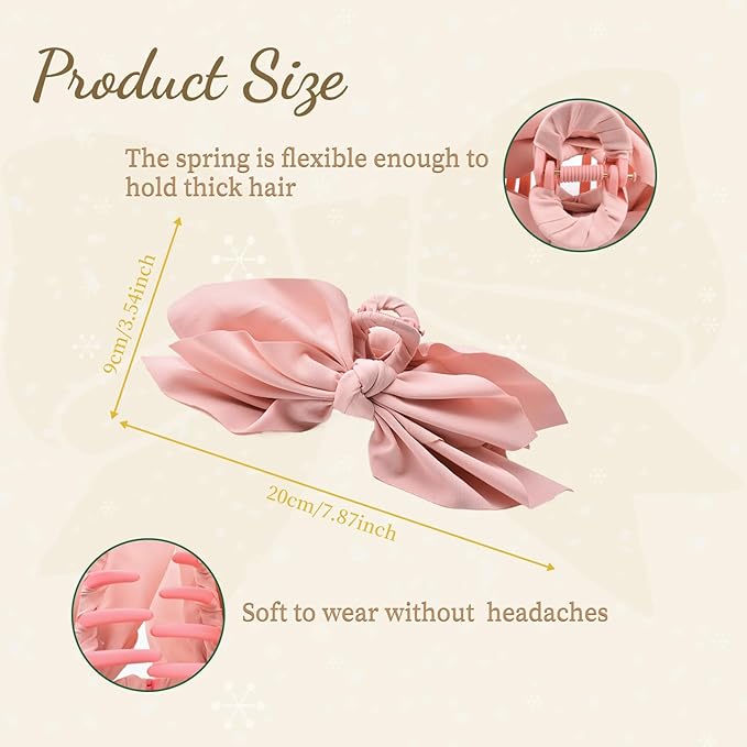 Bow Claw Clips Bow Hair Clips Black White Pink 3PCS Big Hair Bows for Women Butterfly for Styling Large Hair Clips for Thick Hair for Girls Hair Accessories for Teen
