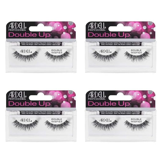 Ardell Double Up Wispies False Eyelashes - Black, Dramatic Volume, Wispy Lashes for a Full Look, 4 Pack