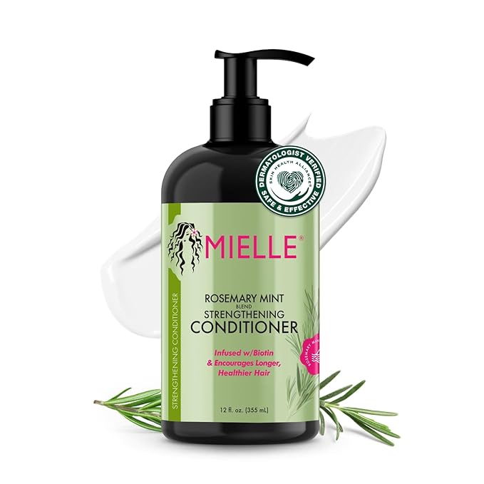 Mielle Organics Rosemary Mint Strengthening Hair Conditioner - Detangling & Hydrating Conditioner to Help Increase Manageability - Infused with Biotin to Support Longer, Healthier Strands (12 oz)