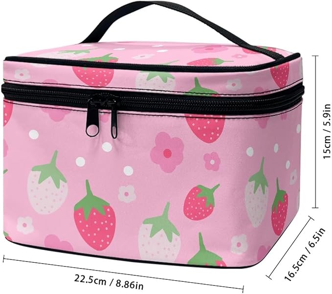 JoyLamoria Strawberry Makeup Bag Casual Funny Cosmetic Bag Small Handbag Storage Organizer