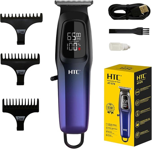 HTC Professional Hair Clippers – Stylish, 1800mAh Battery Rechargeable, and Precision Trimming with Superior Blade-Sharpness for Salon-Grade Grooming