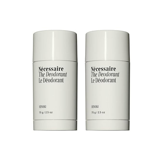 Nécessaire The Deodorant Hinoki | Natural Aluminum Free Deodorant For Women & Men. Extra Strength Treatment with Mandelic Acid. Free of Baking Soda, Ozokerite & Parabens (2x 75 g/2.5 oz)