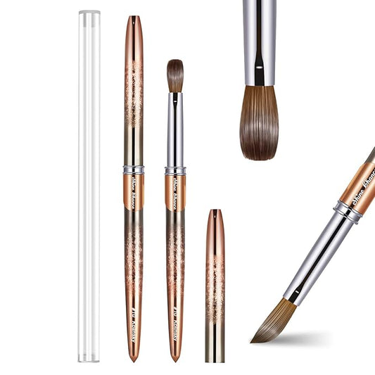 Acrylic Nail Brush Size 10, 100% Real Kolinsky Art Nail Brush for Acrylic Powder Application, Handmade Women Manicure Nail Extension Tool for Professional DIY Home Salon and Beginners