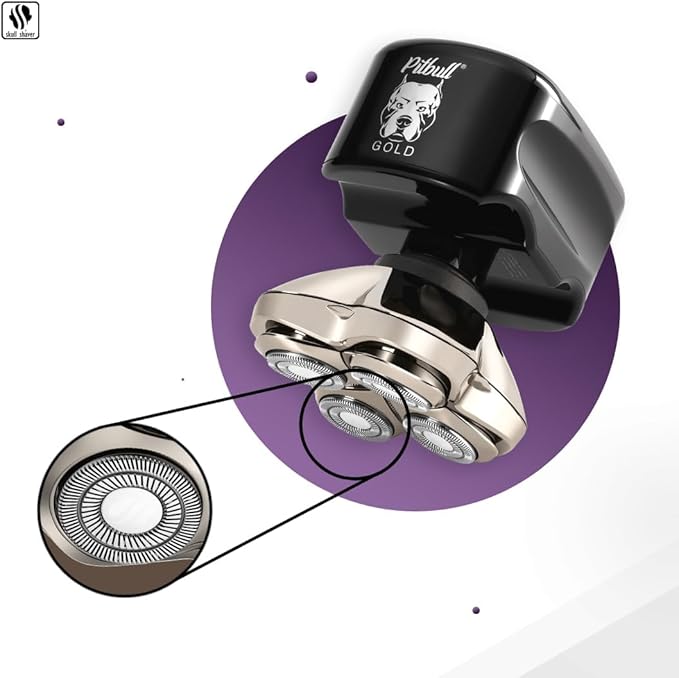 Skull Shaver Pitbull Gold PRO Head & Face Shaver - Premium Cordless Electric Shaver - for Wet & Dry Shaving - Features LED Battery Display - Comes with Travel Pouch