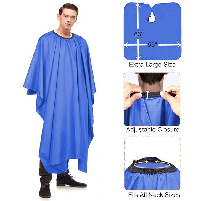 YELEGAIProfessional Salon Hair Cutting Cape,56x63 inches Large Hairdresser Cape for Haircut,Coloring,Makeup,Styling and More,(Blue)