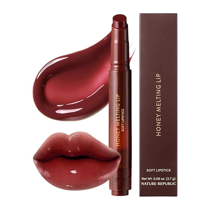 Nature Republic HONEY MELTING LIP PLUMPING (22 BERRY CHILL) SOFT LIP STICK, Hydrating Gloss, Moisturizing balms, Volumizing formula & Sheer tint, Glowy Finish, korean make up, Stocking Stuffers