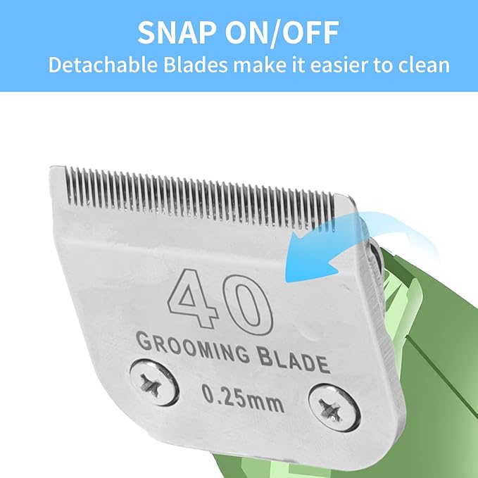 3 Pcs Size 40# Detachable Dog Grooming Blades, Compatible with Andis, Oster A5, Wahl KM10 Series Clippers, Cut Length 0.25mm, Silver (40# 0.25mm, 3 Packs)