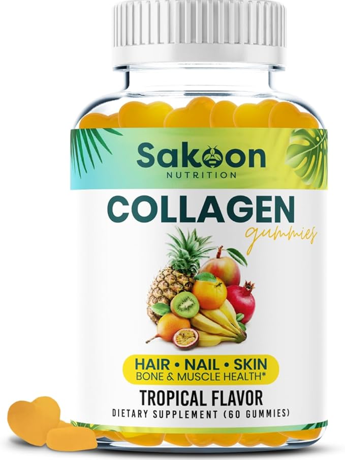 Halal Collagen Gummies for Women and Men - Anti Aging, Hair Growth, Skin Care & Strong Nails Protein Collagen Supplements - Non-GMO, Gluten Free - Made in USA