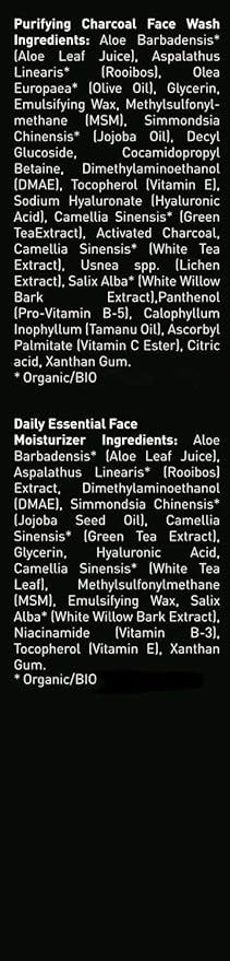 Brickell Men's Daily Essential Face Care Routine II, Purifying Charcoal Face Wash and Daily Essential Face Moisturizer, Natural and Organic, Unscented, Skincare Gift Set